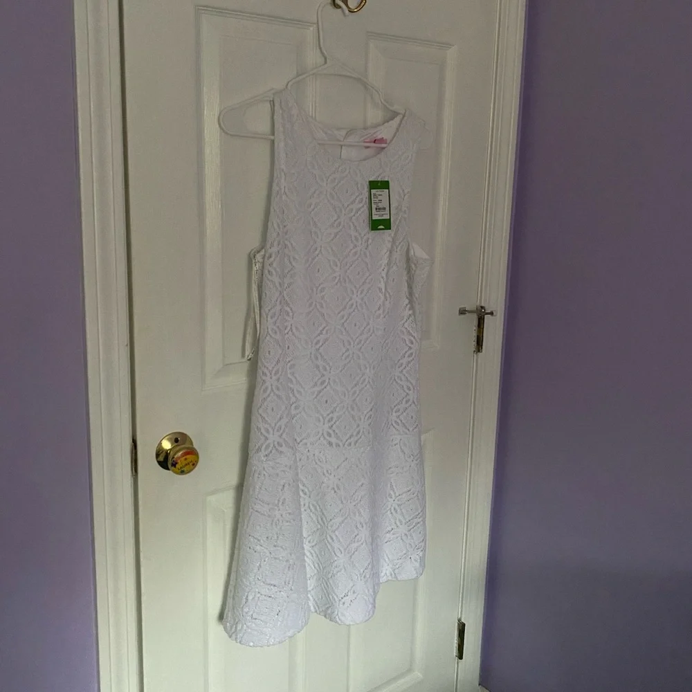 NWT Lilly Pulitzer Kent White Resort Trellis Lace Fit and Flare Dress - Picture 2 of 5